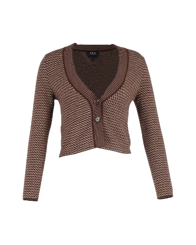 A.P.C. Annie Patterned Cardigan in Brown Wool