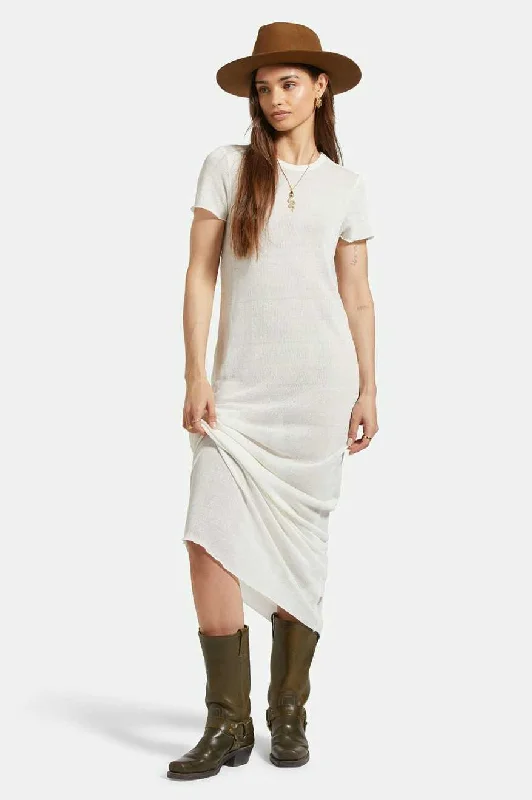 BRIXTON SHEER KNIT DRESS - OFF WHITE