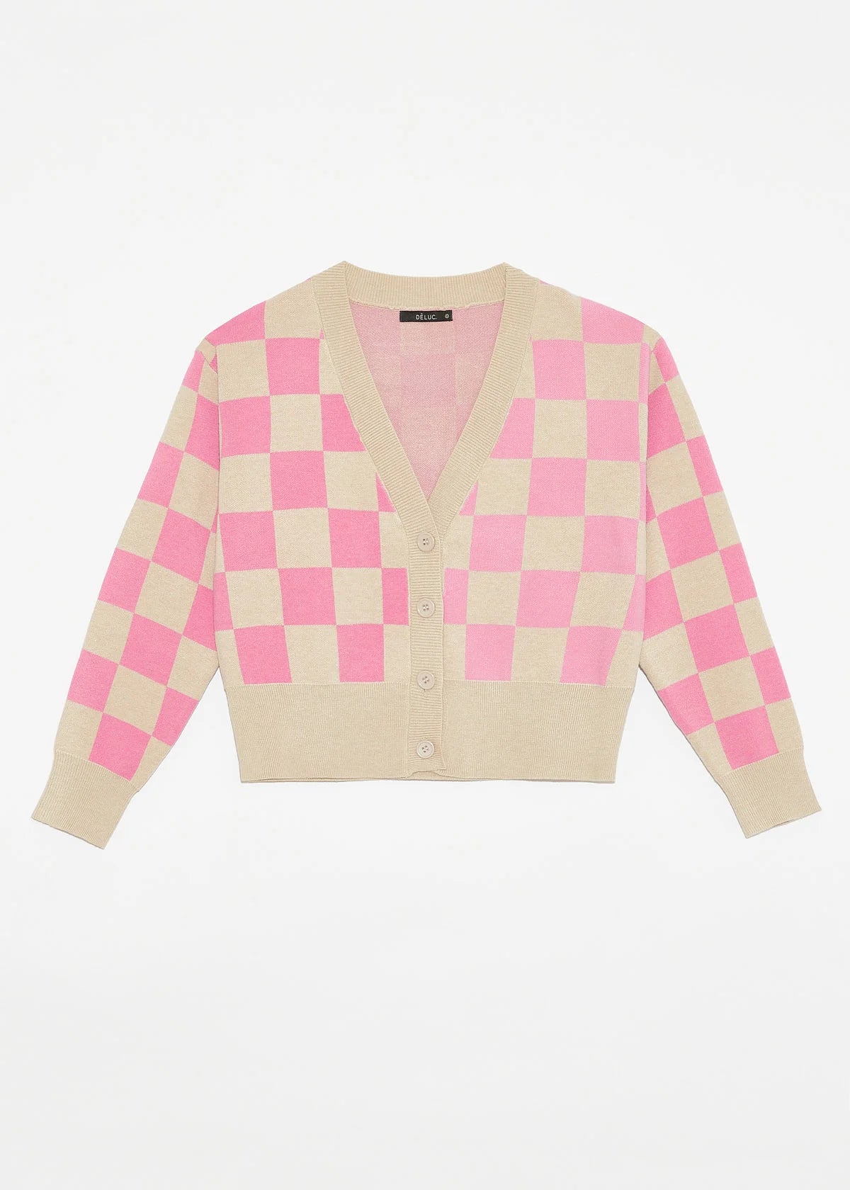 DELUC ECHINACEA COLORBLOCK CARDIGAN - PINK/WHITE