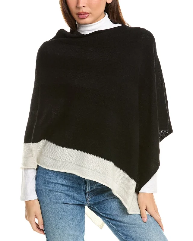 Forte Cashmere Border Stripe Cashmere Poncho