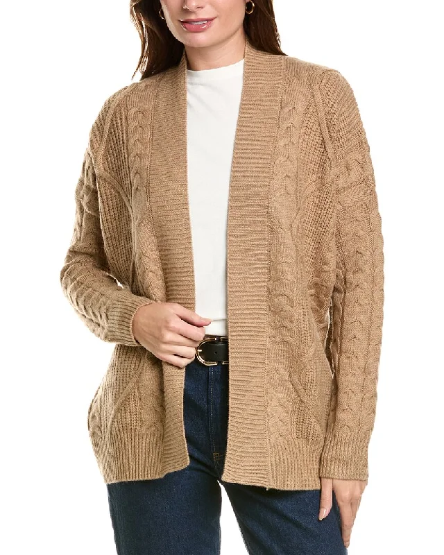 Forte Cashmere Luxe Cable Wool & Cashmere-Blend Cardigan