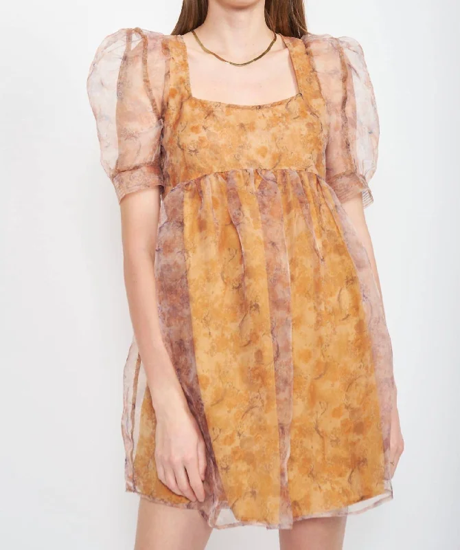 La Raque Mini Sheer Dress in Aspen Gold