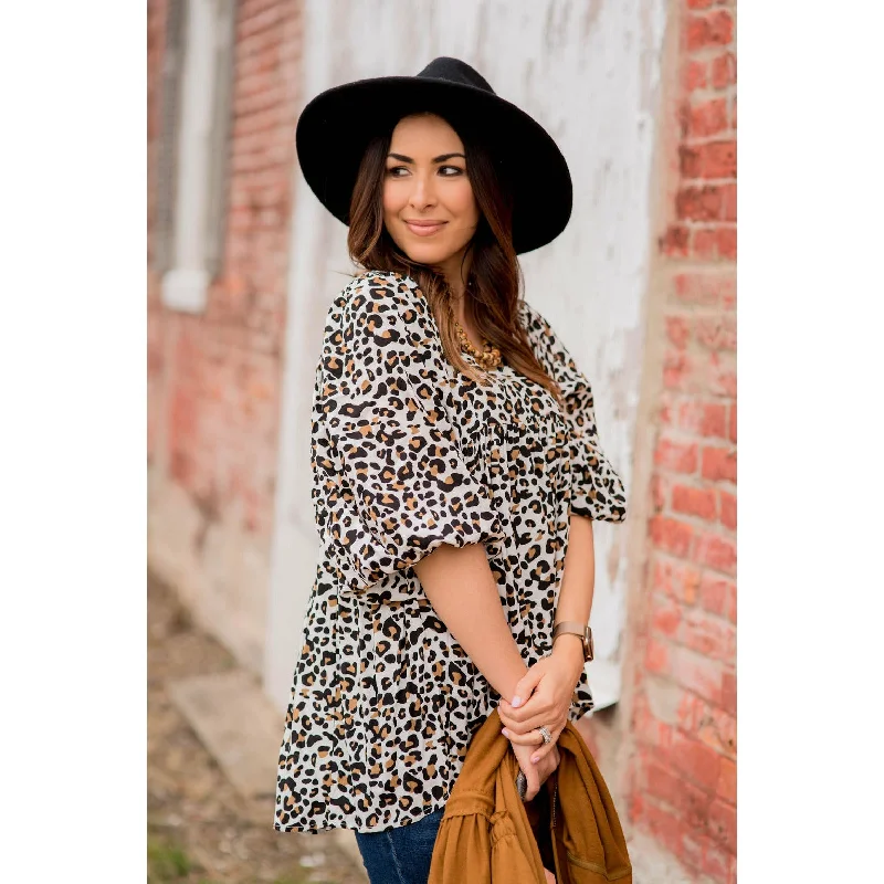 Leopard Bib Blouse