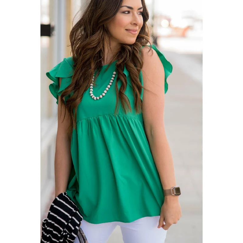 Peplum Flutter Sleeve Blouse