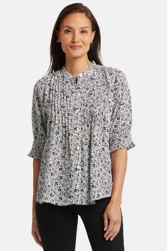 Pleated Short Sleeved Blouse - Adriana