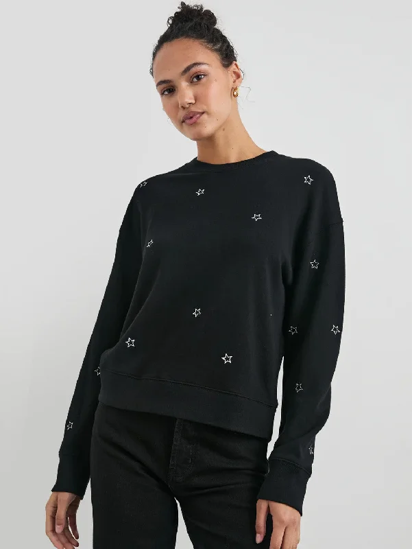 Ramona Sweatshirt - Black Silver Star Embroidery