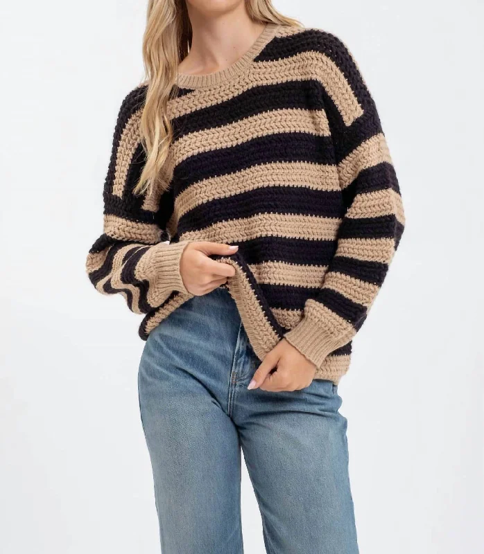 The Stripes Of Life Sweater In Taupe