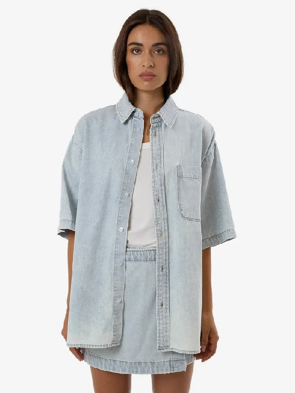 THRILLS DARIAN DENIM SHIRT - DIRTY FADE