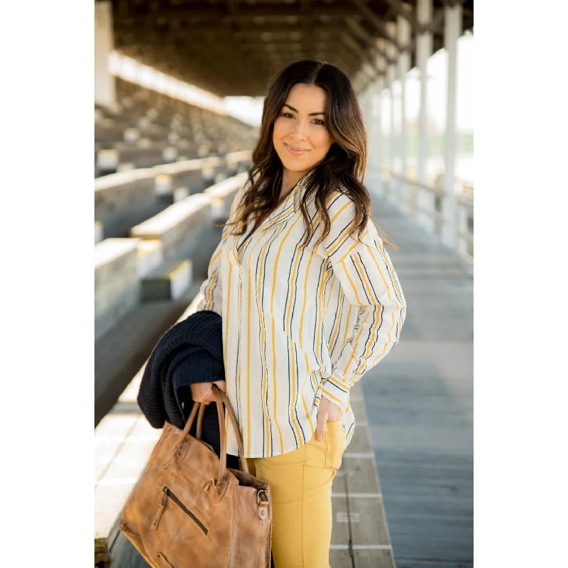 Touch of Mustard Button Back Blouse