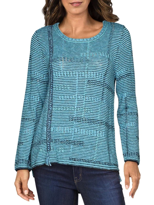 Womens Printed Fringed Sweater