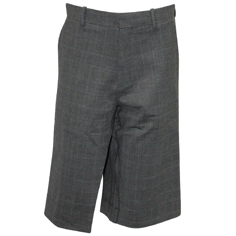 Balenciaga Check Tapered Cropped Trousers in Gray Wool