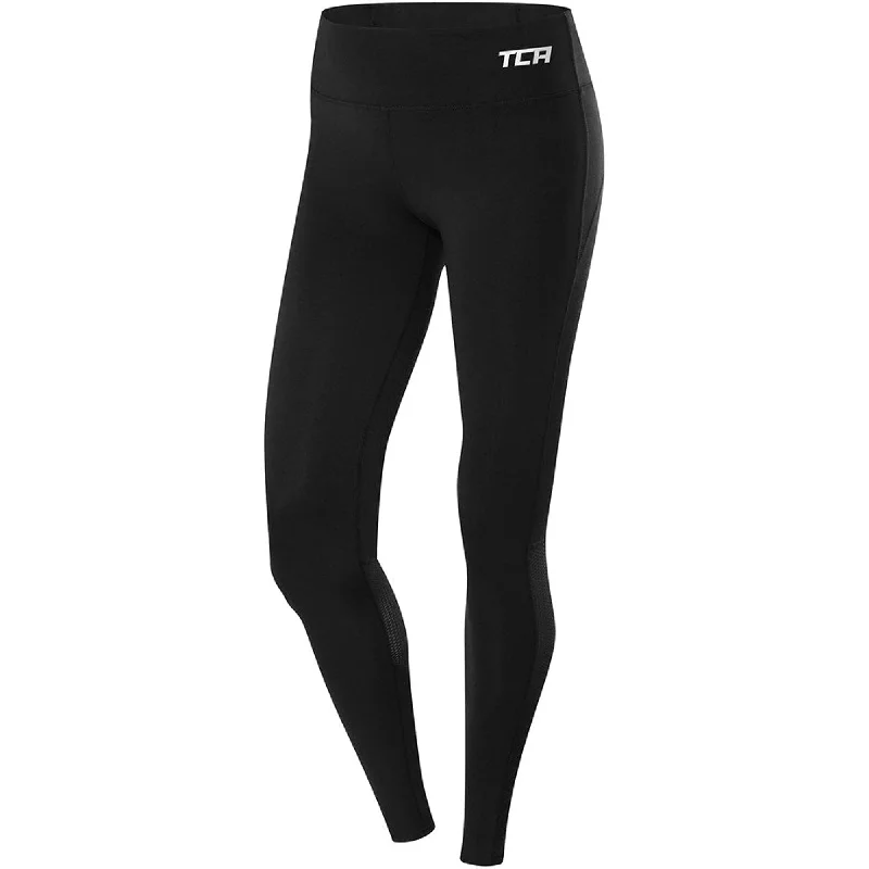 TCA Hex Mesh Womens Long Running Tights - Black