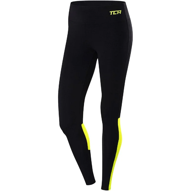 TCA Hex Mesh Womens Long Running Tights - Black