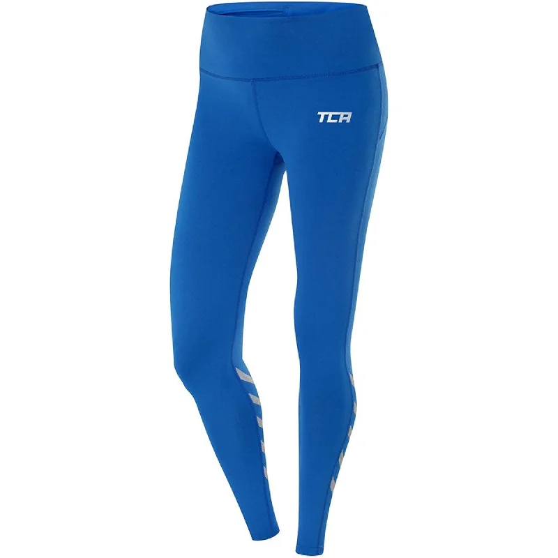 TCA Laser Tech Reflective Womens Long Running Tights - Blue