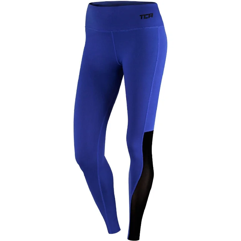 TCA Pro Performance MeshLuxe Womens Long Running Tights - Blue