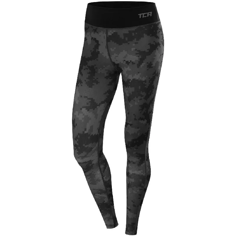 TCA Supreme Graphic Womens Long Running Tights - Black