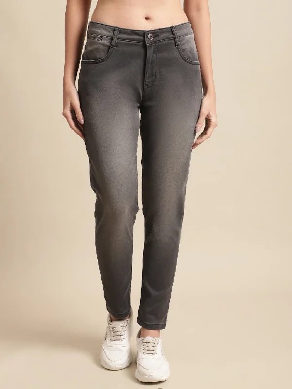 Women's Casual Skinny Fit Grey Medium Fade Mid rise Jeans