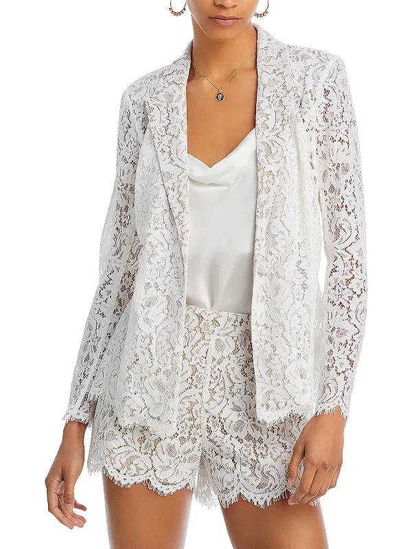 Clementine Womens Lace Long leeves One-Button Blazer