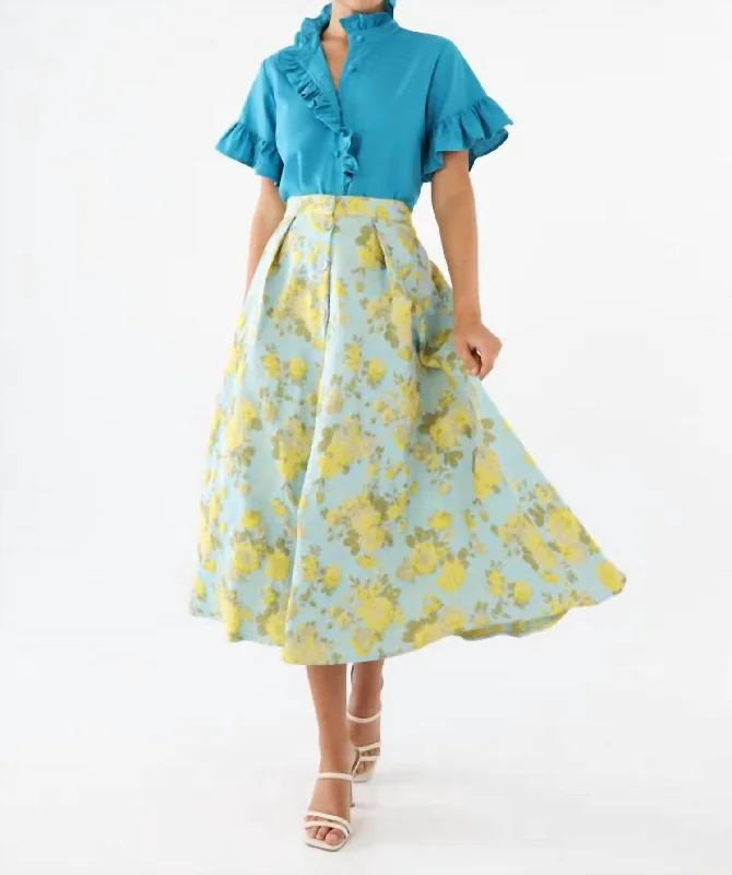 Eden Midi Skirt In Light Blue