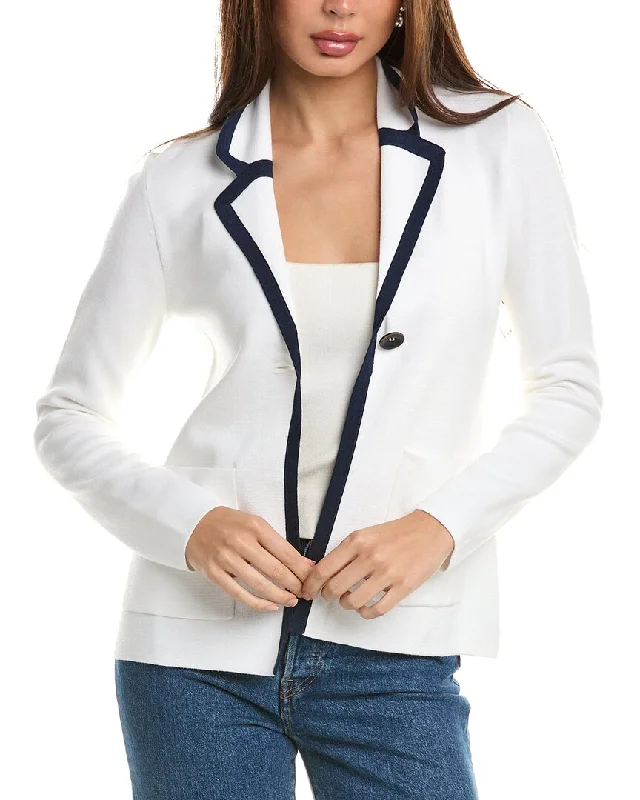 Forte Cashmere Tipped Cashmere-Blend Blazer