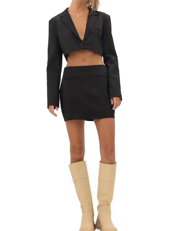 It's Just Business Cropped Blazer In Black