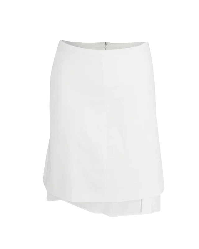 Prada Asymmetric Skirt in White Cotton