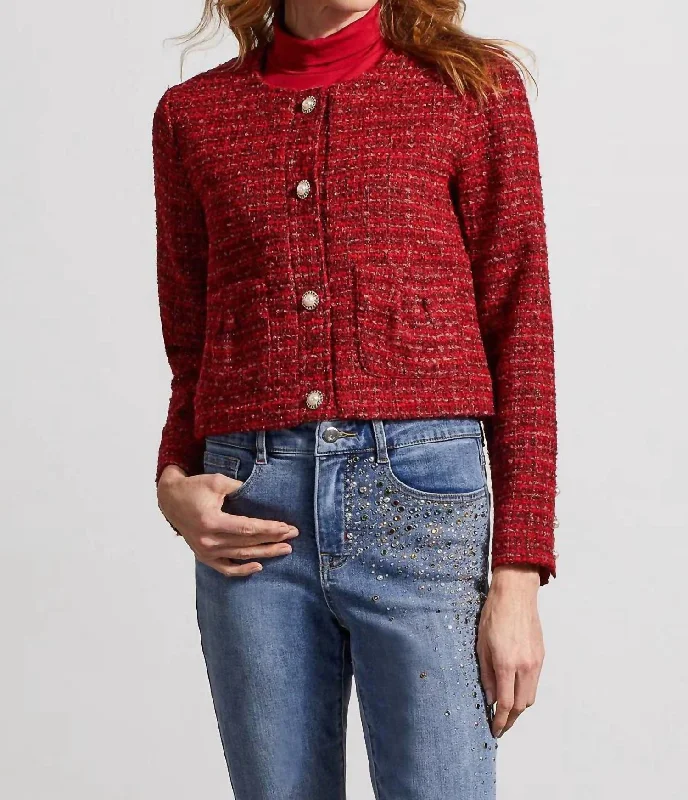 Tweed Fancy Jacket In Earth Red