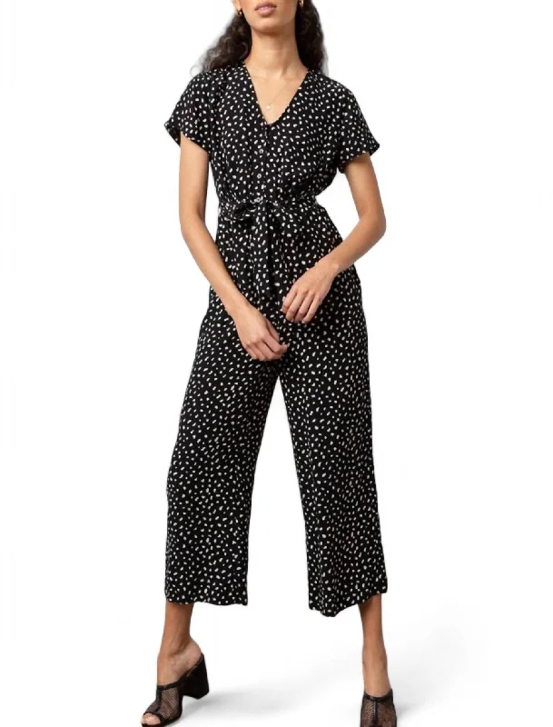 Jet Spot Jumpsuit In Ivory/black