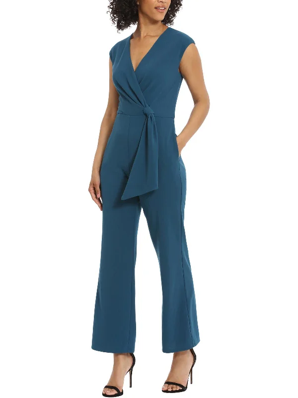 Womens Surplice Wide Legs Jumpsuit