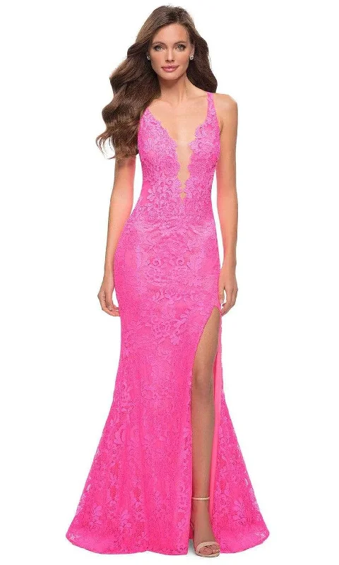 La Femme - 29978 Plunging Neck Embellished Dress