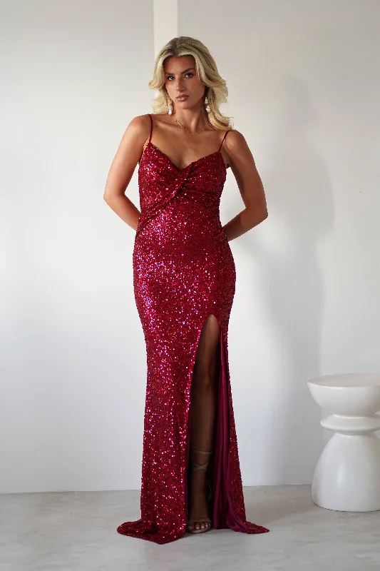 Narissa Sequin Maxi Gown | Red