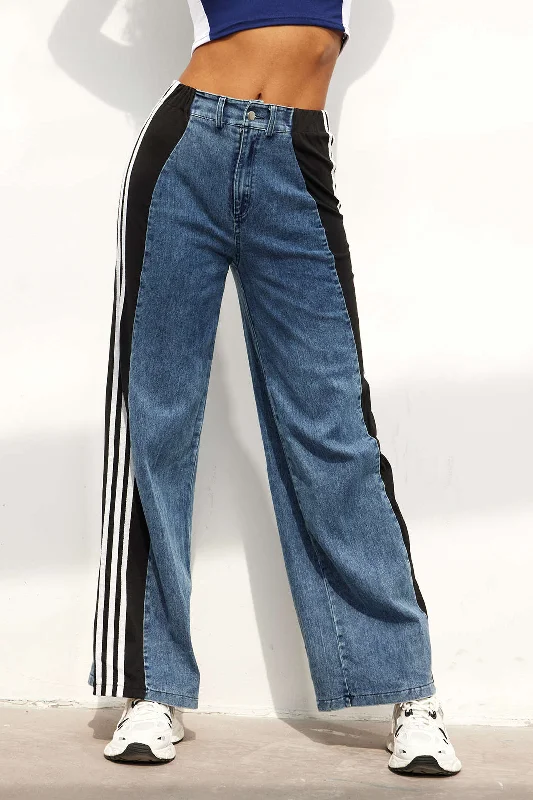 Contrast Wide Leg Jeans