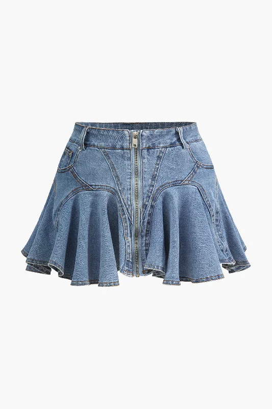 Denim Ruffle Skirt